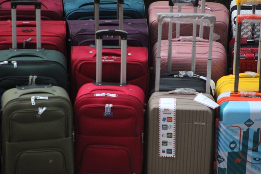 Stack of colorful suitcases ready for a trip